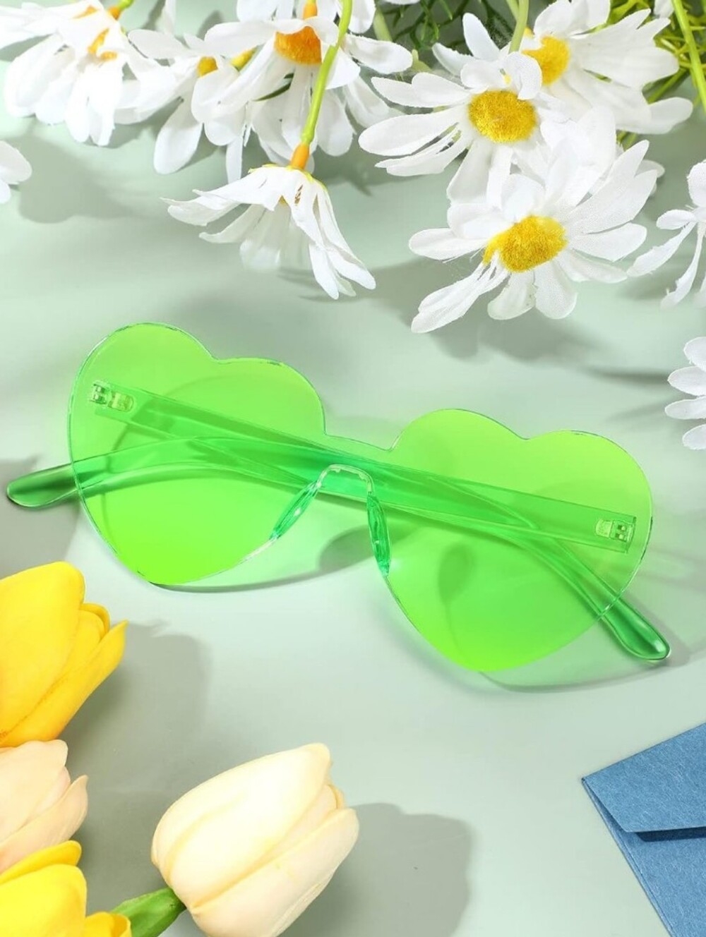 Neon Green Heart-Shaped Sunglasses